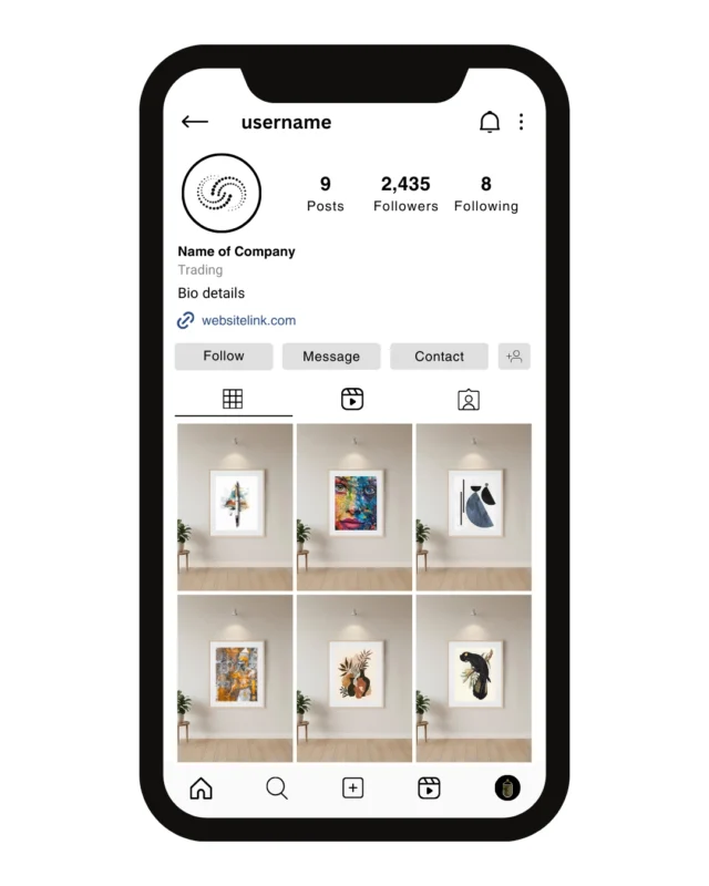 نموذج لحساب أنستجرام لبيع اللوحات