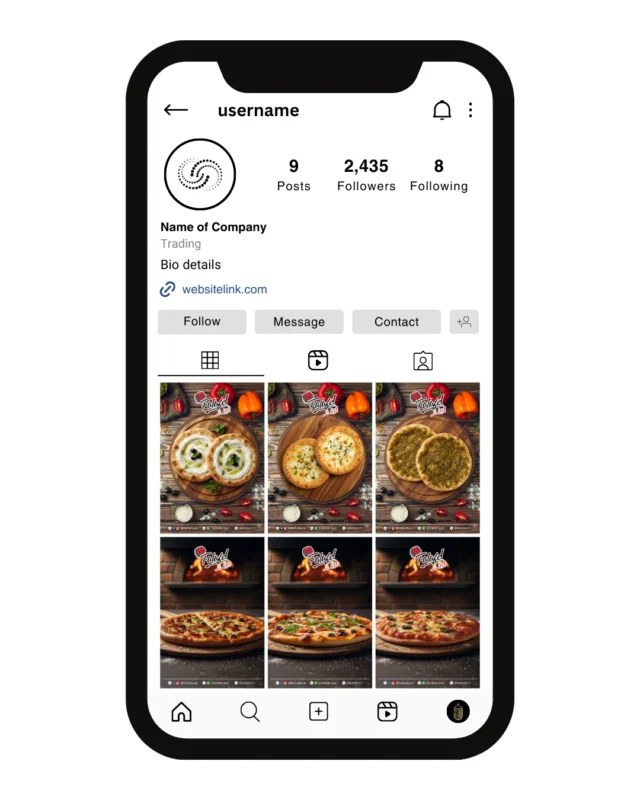 نموذج لحساب أنستجرام لمطعم للمعجنات والسندويشات