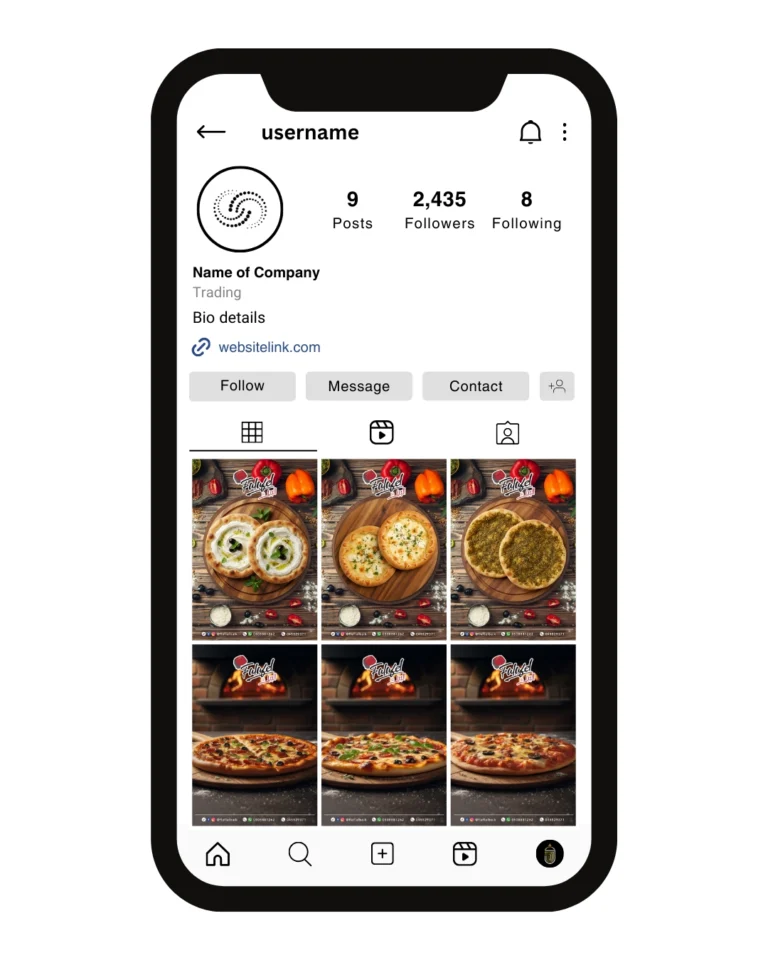 نموذج لحساب أنستجرام لمطعم للمعجنات والسندويشات