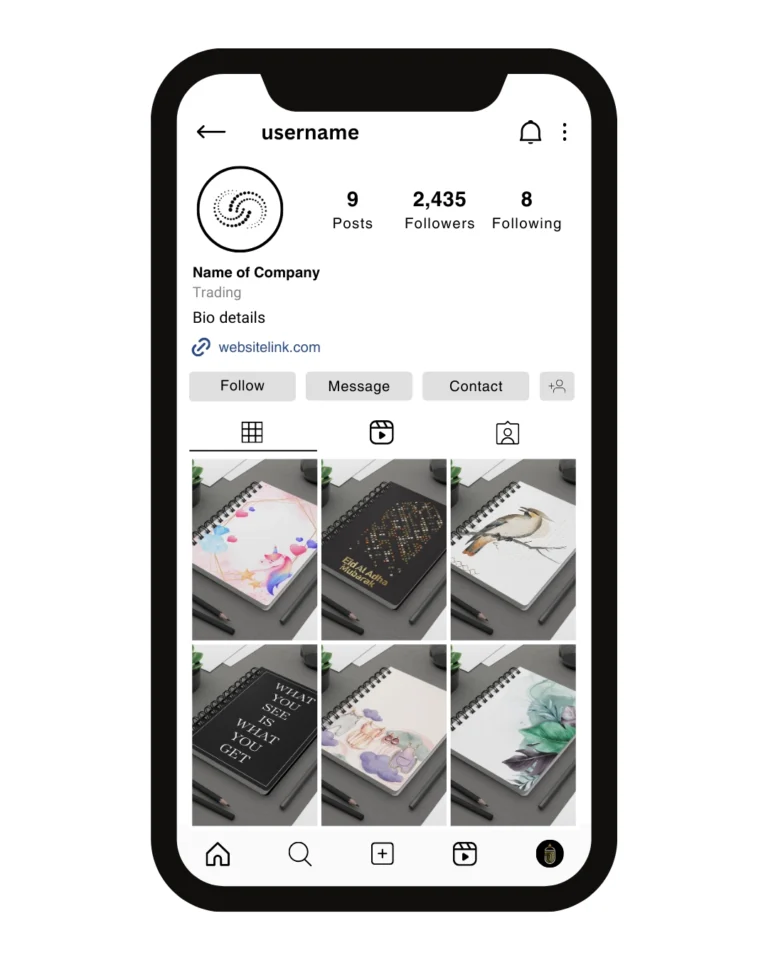 نموذج لحساب أنستجرام لبيع التصاميم الرقمية